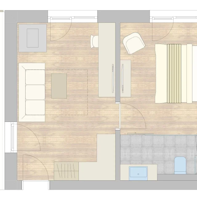 Grundriss eines modernen Wohnraums