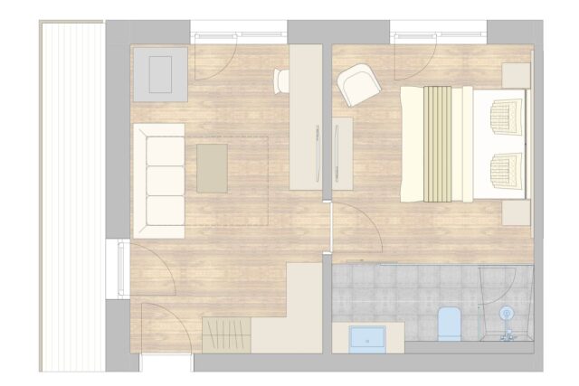 Grundriss eines modernen Wohnraums