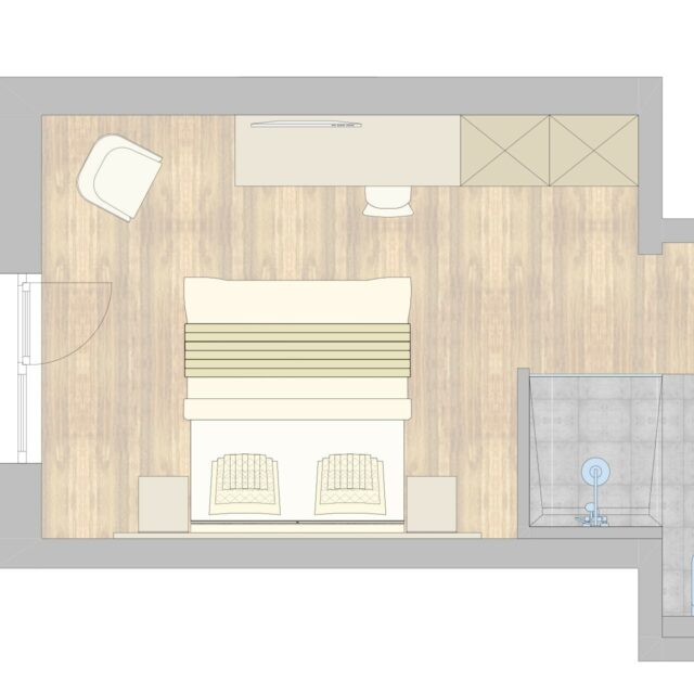 Grundriss eines modernen Zimmerlayouts