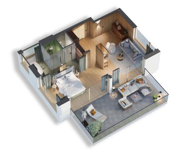 3D Grundriss einer modernen Wohnung