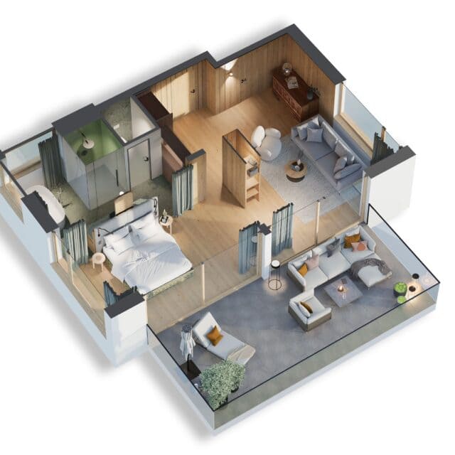 3D Grundriss einer modernen Wohnung